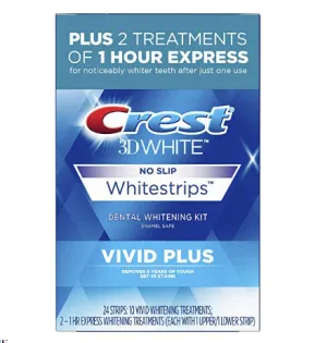 10 Treatments Crest 3D Vivid Whitestrips   2 Express 1 Hour Whitening Treatments