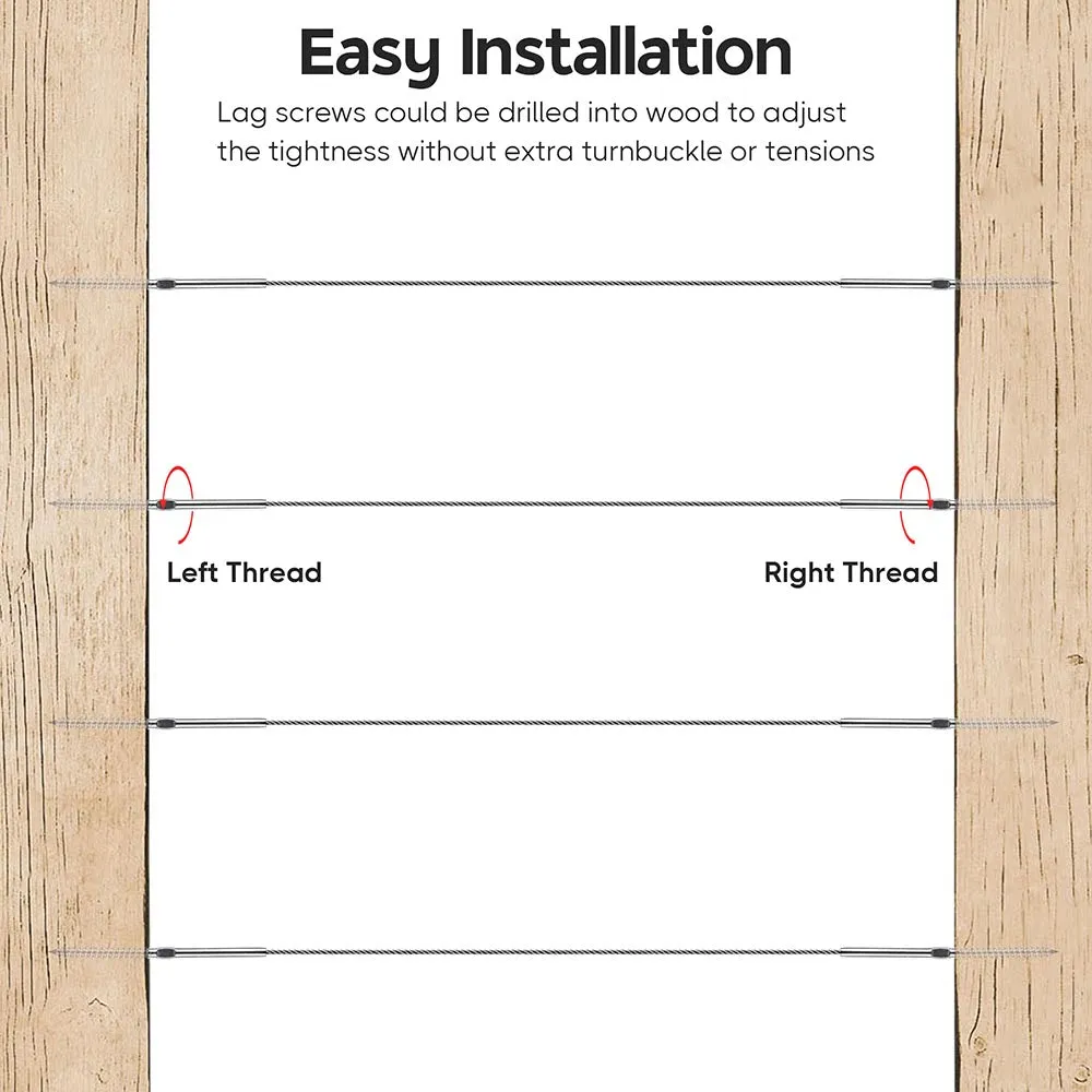 1/8" Cable Railing Kit 4in Swage Lag Screws 40pcs Left & Right