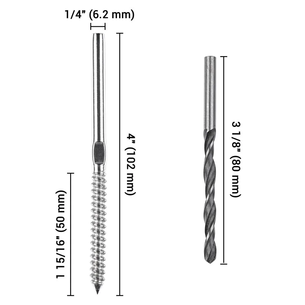 1/8" Cable Railing Kit 4in Swage Lag Screws 40pcs Left & Right