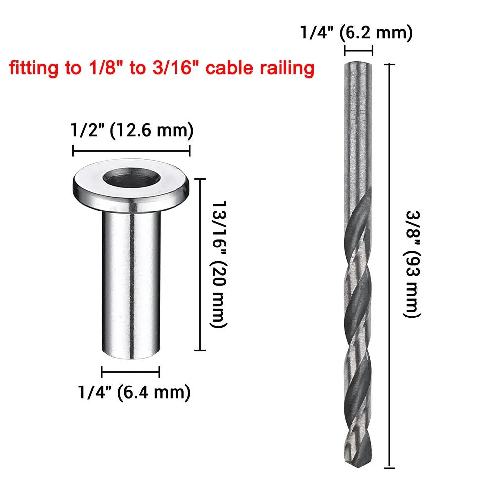 1/8" Cable Railing Kit 50pcs Protector Sleeves 316 Stainless Steel