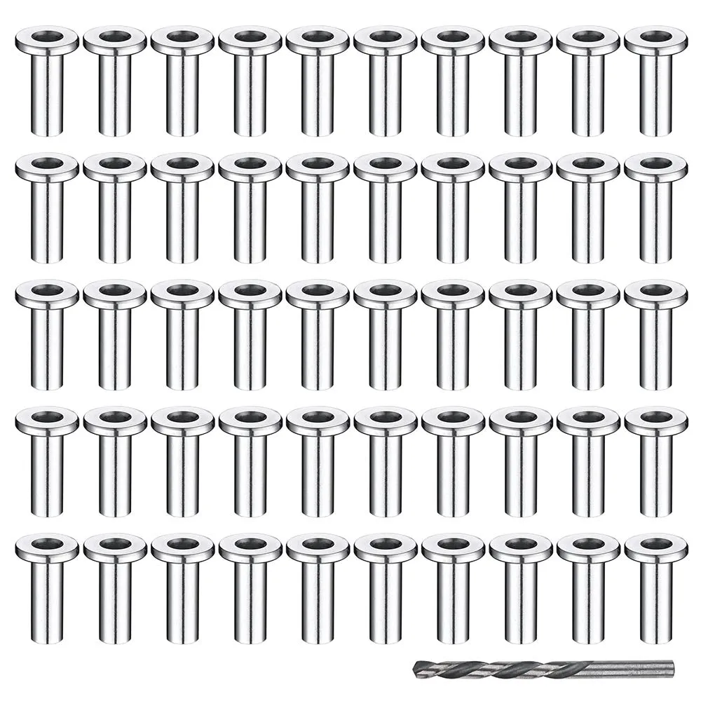 1/8" Cable Railing Kit 50pcs Protector Sleeves 316 Stainless Steel