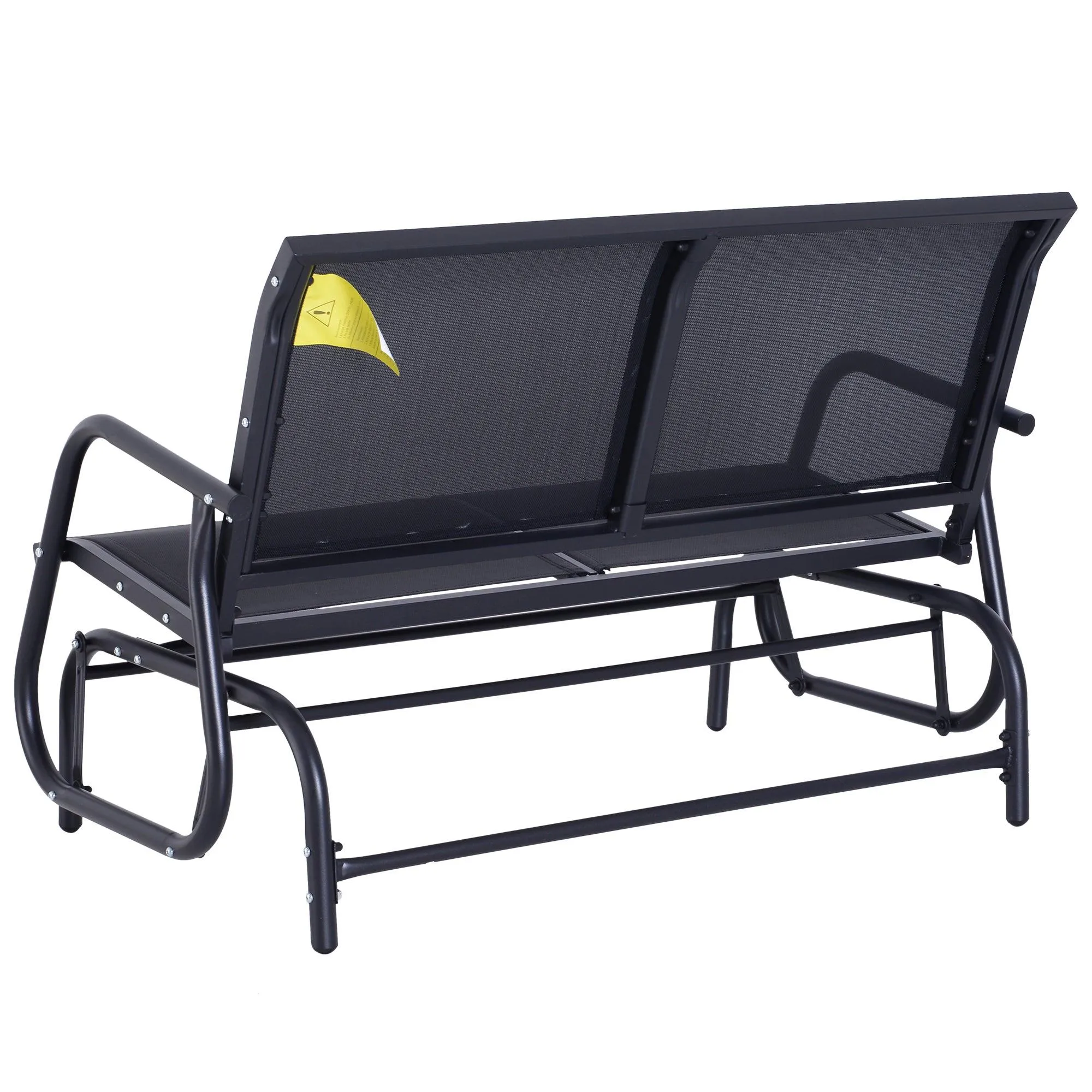 2-Person Outdoor Glider Bench, Double Swing Rocking Chair Loveseat, Black