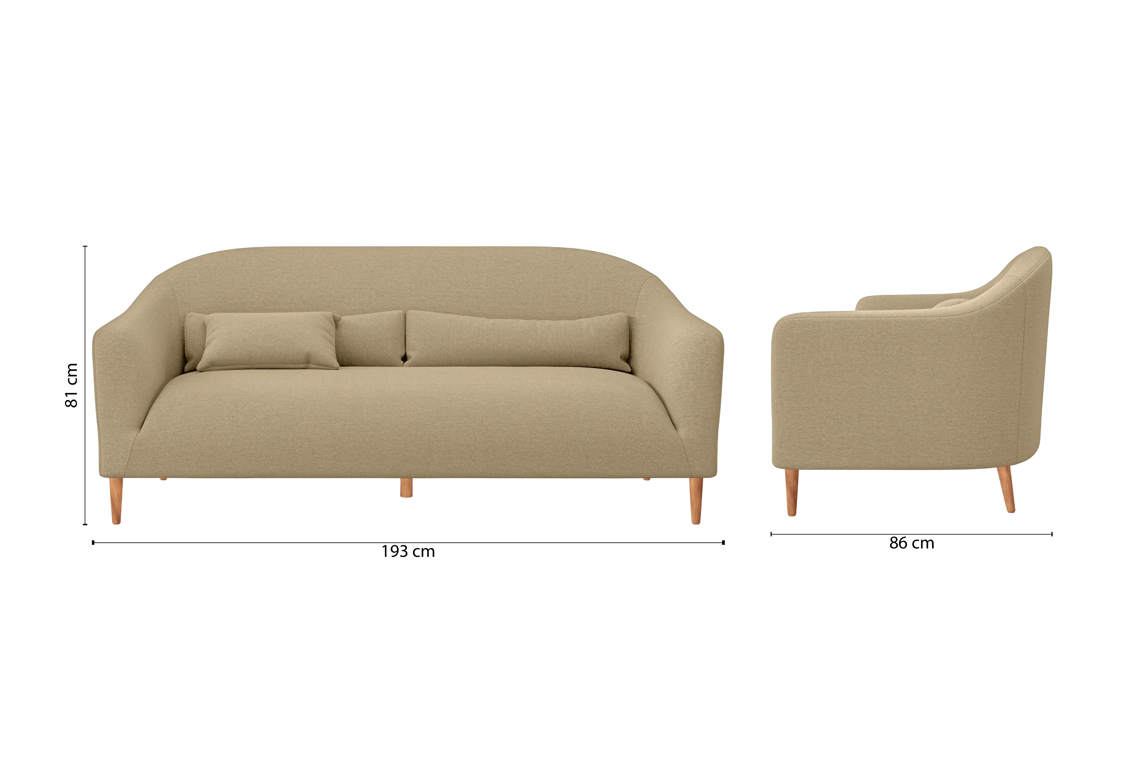 Andria 3 Seater Sofa Beige Linen Fabric