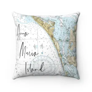 Anna Maria Island Nautical Map Pillow Cover