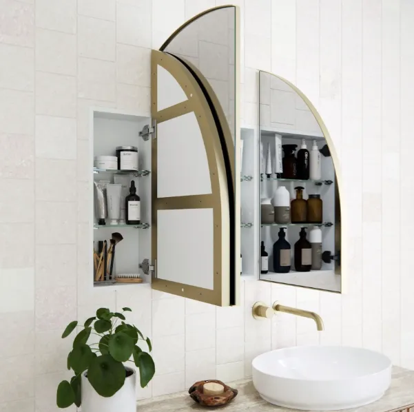 Arch Mirror Cabinet 800 X 1200 MM Satin Brass