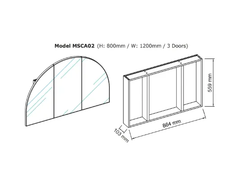 Arch Mirror Cabinet 800 X 1200 MM Satin Brass