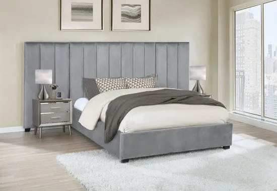 Arles Queen Vertical Channeled Tufted Bed Grey - 306070Q