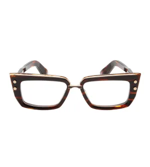 Balmain Unisex Brown Swirl Rectangular Optical Frame