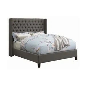 Bancroft Demi-Wing Upholstered Queen Bed Grey - 301405Q