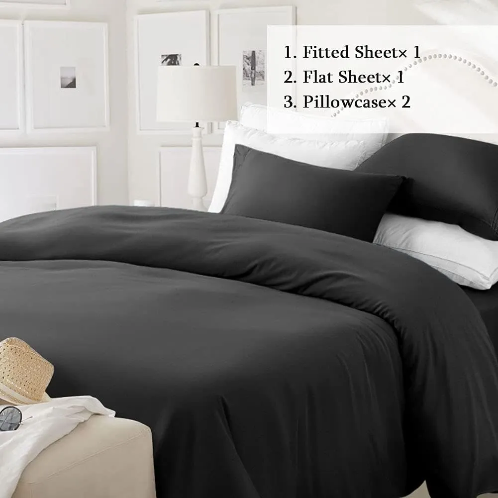 Bed Sheet Sets, Bamboo Sheets, Deep Pockets Eco Friendly Wrinkle Free Hypoallergenic Machine Washable Silky Soft