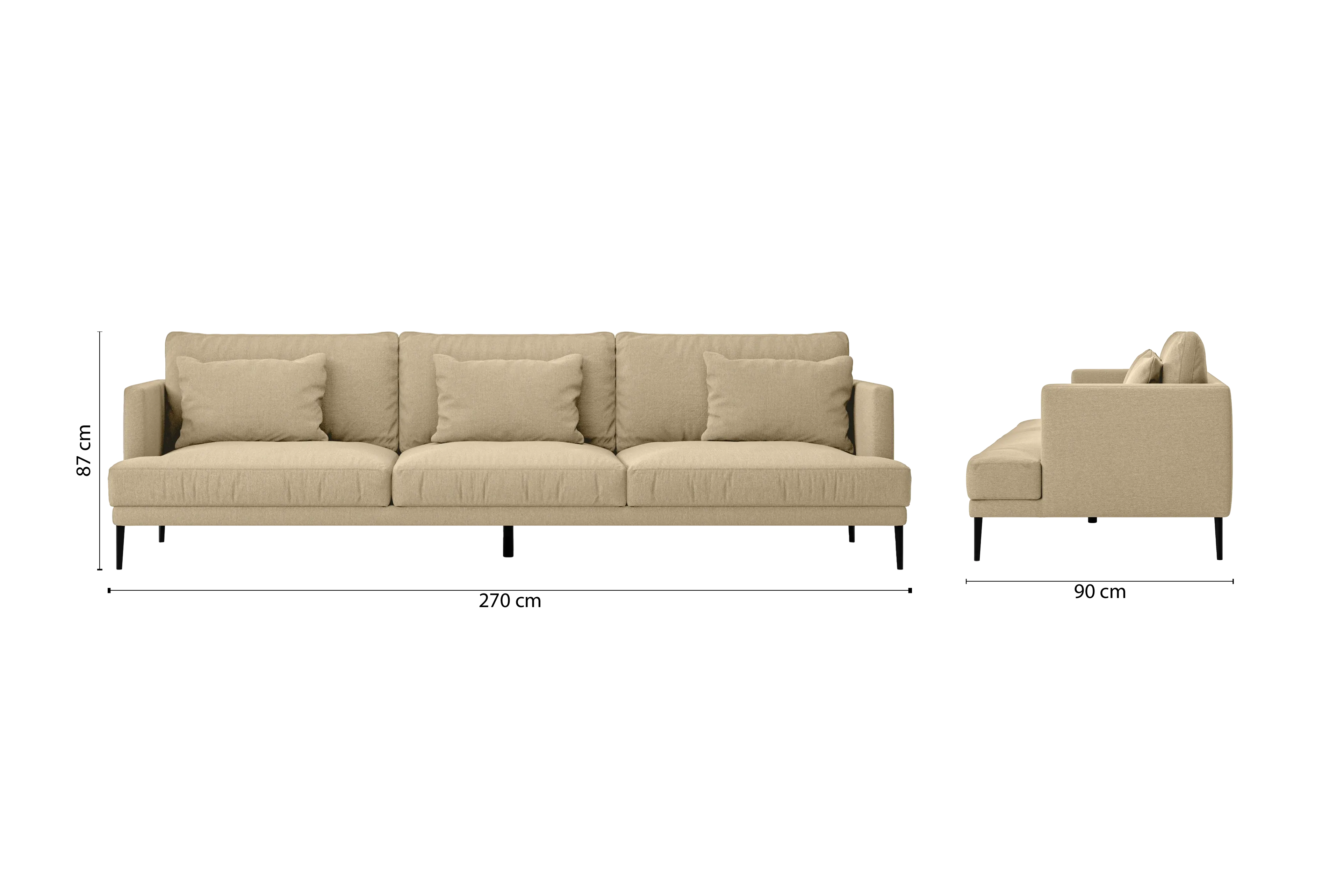 Bisceglie 4 Seater Sofa Beige Linen Fabric