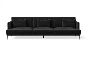 Bisceglie 4 Seater Sofa Black Velvet