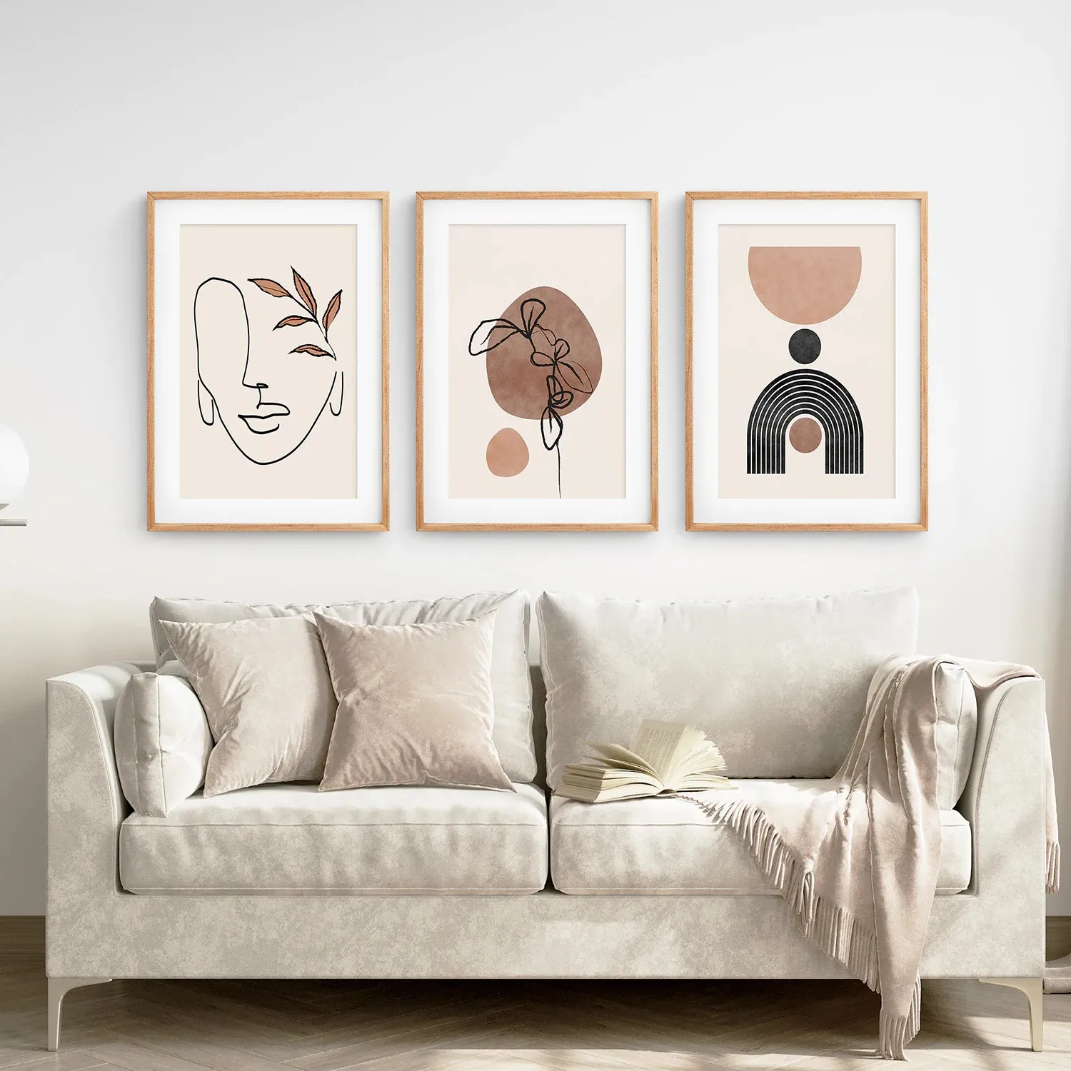 Boho Abstract Art Set of 3 - Modern Poster Bundle