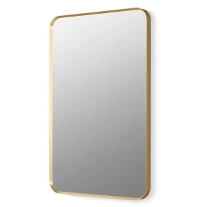 BRANCO IKON Rectangle Decorative Mirror for Wall (24x18) Gold Finish with Beveled Metal Frame | Gold Coated Glass - Mirror for Bathroom, Living Room, Bedroom - Premium Metal