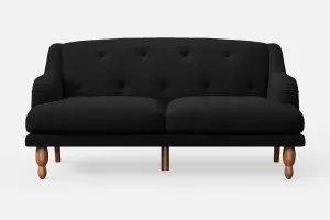 Classic Black Linen Fabric 3-Seater Burlington Sofa