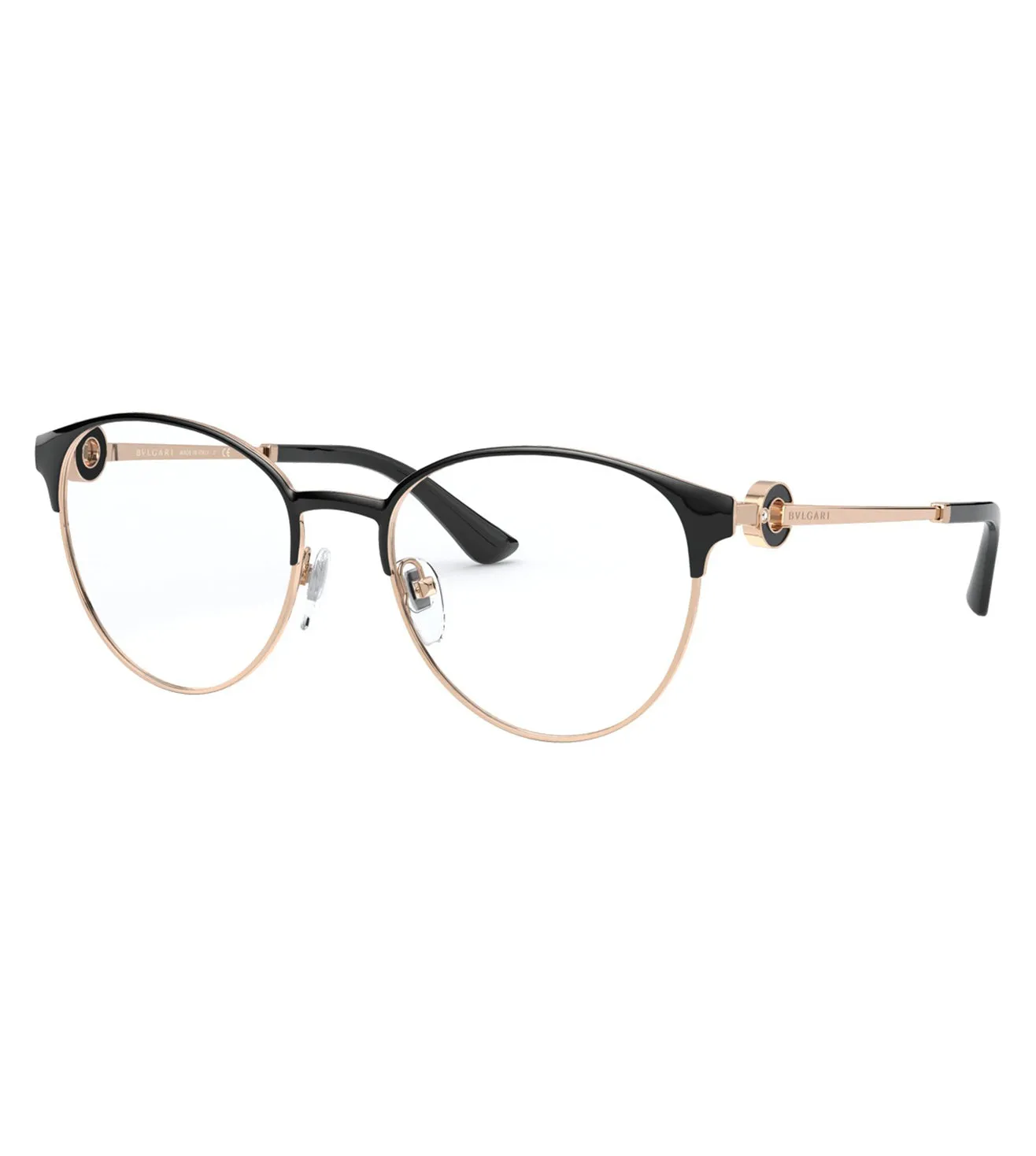 Bvlgari Women Black & Rose Gold Oval Optical Frame