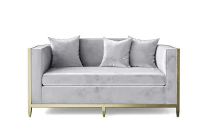 Carrara 2 Seater Sofa Silver Velvet