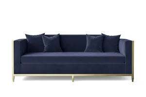 Carrara 3 Seater Sofa Dark Blue Velvet