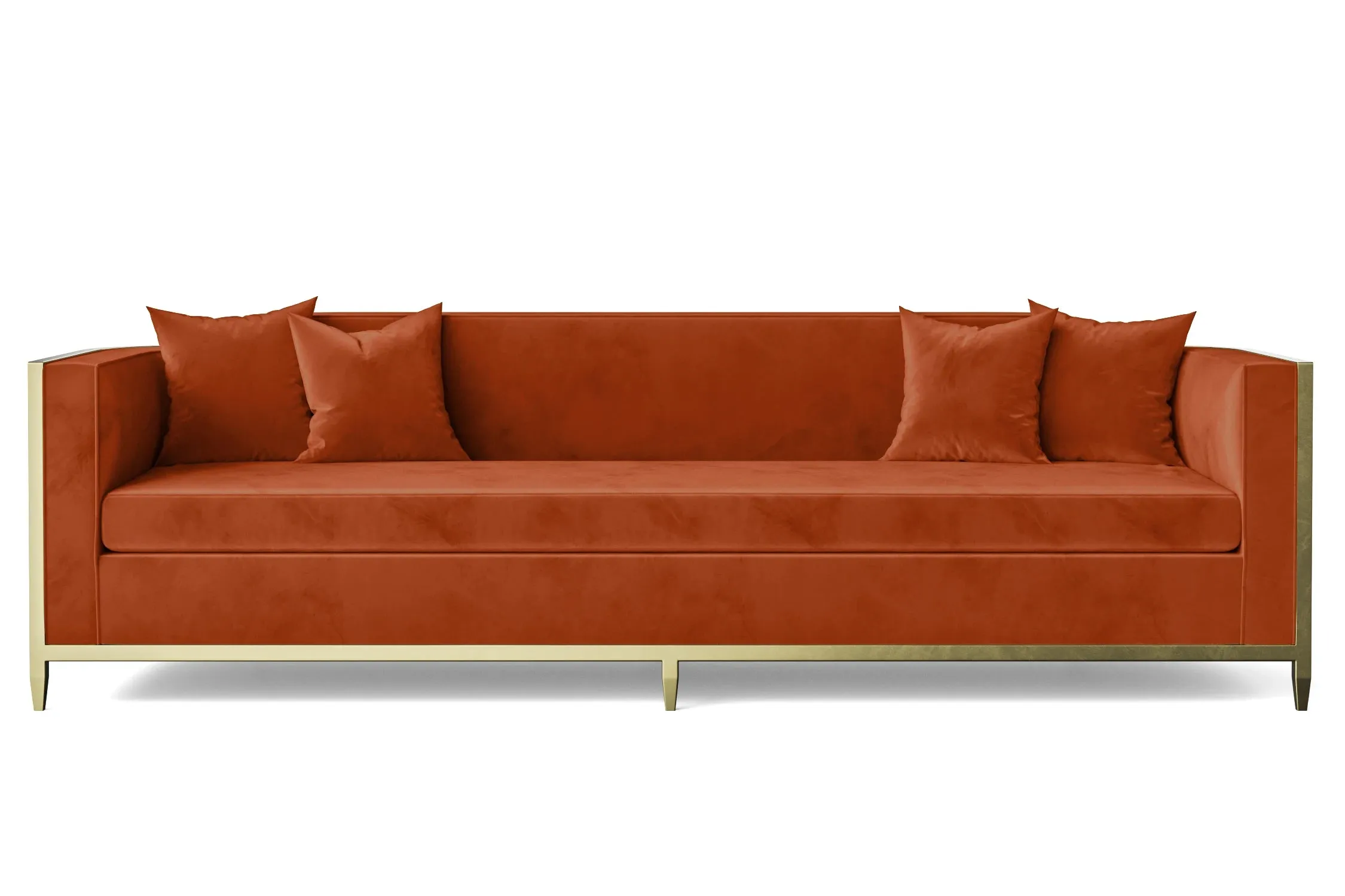 Carrara 4 Seater Sofa Orange Velvet