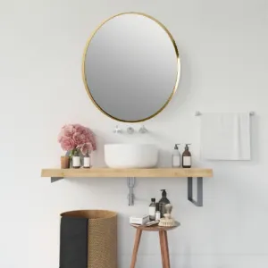 CIPLA PLAST Glory Round Decorative Mirror for Wall (24X24) Inch | Gold Finish with Beveled Metal Frame | Wall Mirror Premium Metal | Mirror for Bathroom, Living Room, Bedroom (Rosegold)