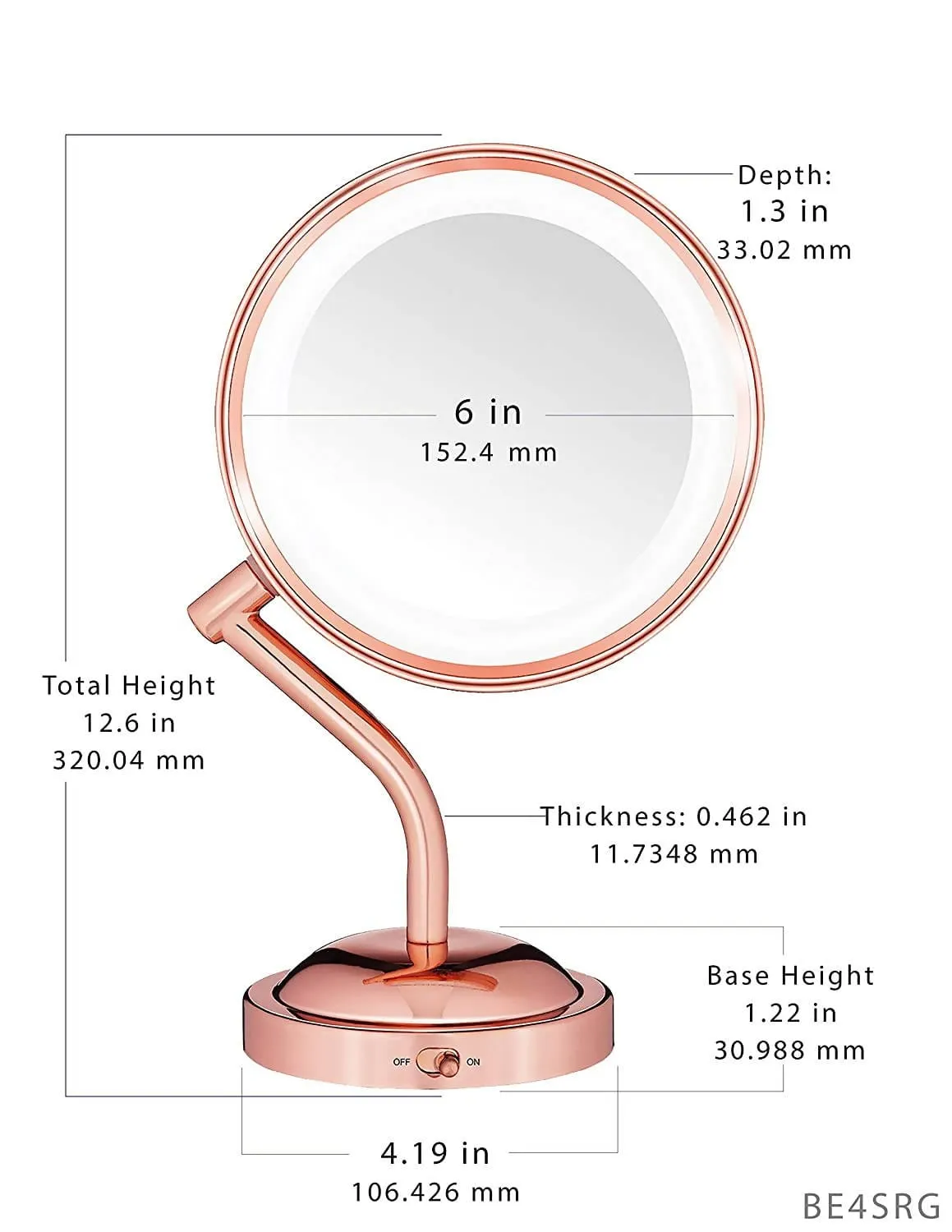 Conair Reflections Double-Sided LED Lighted Vanity Makeup Mirror (Rose Gold) - C-BE4SRG