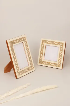 Cream and Brown Wooden Craft Art Stylish Photo Frames