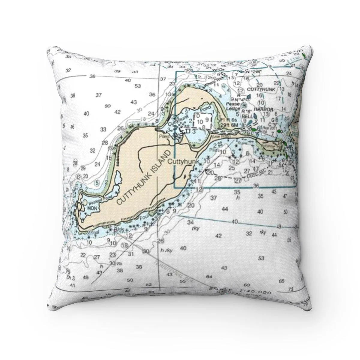 Cuttyhunk Island Nautical Pillow Sapphire Shores back