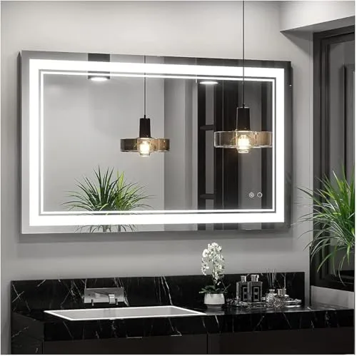 DAZZLIZE MIRROR led wall mirror with three colour-setting light touch sensor and modern and stylish wall mirror for bedroom, bathroom, and makeup area and size -(24x30)-inch-W16.