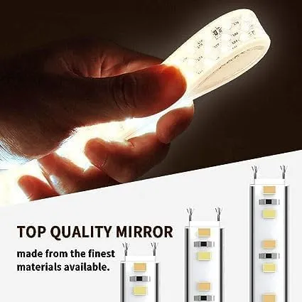 DAZZLIZE MIRROR Wall mounted 3-rctangular shape led mirror with Touch sensor for Bathroom and Makeup Room with Three Lighting Settings (Warm, White, Natural White) - Stylish Mirror.