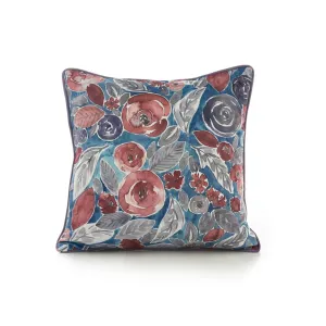 Deyongs 50cm Printed Misty Blue Large Velvet Cushion Including Cushion Pad