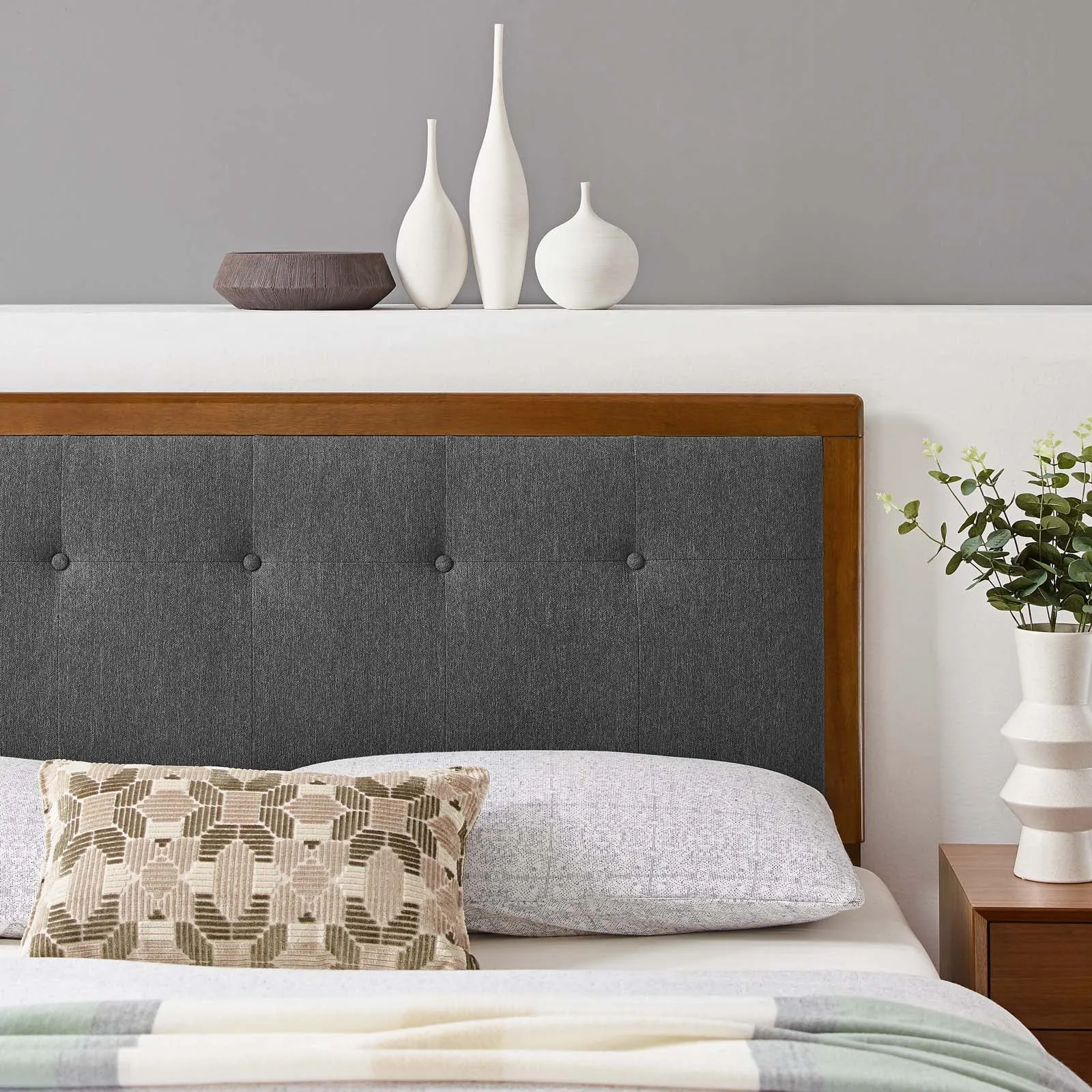 Draper Tufted Fabric and Wood Headboard