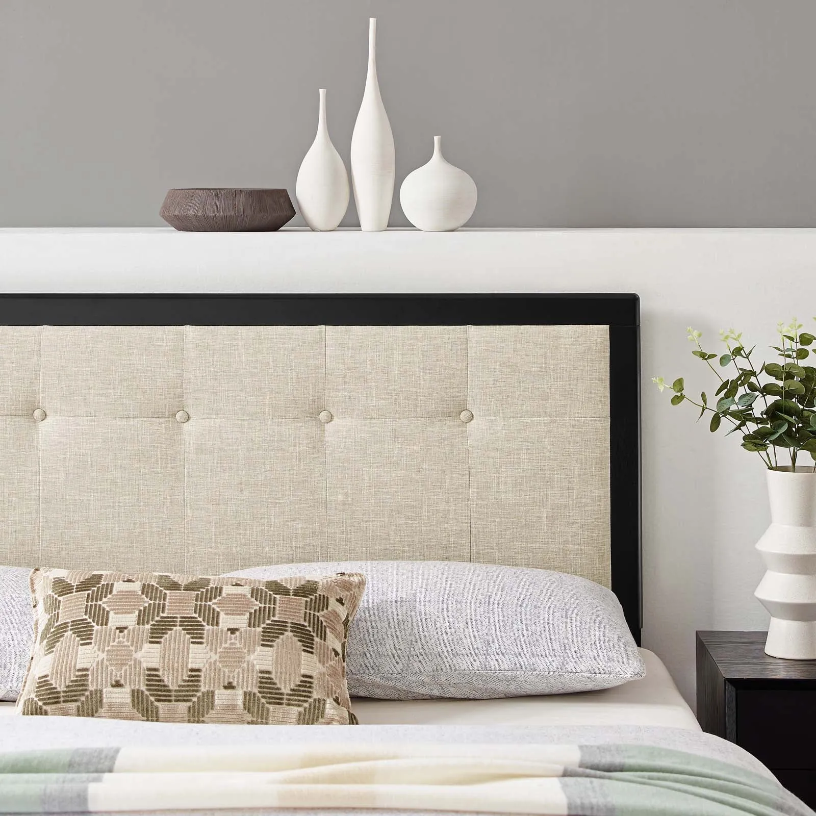 Draper Tufted Fabric and Wood Headboard