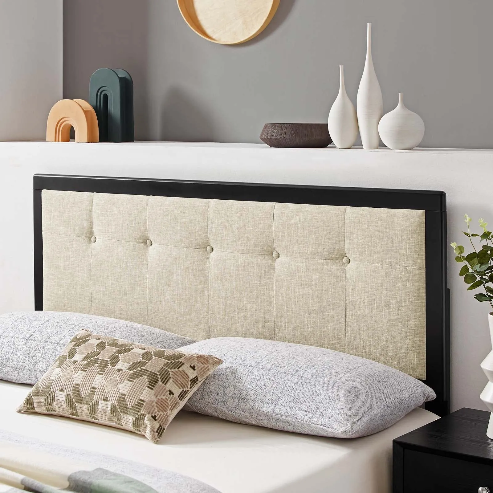 Draper Tufted Fabric and Wood Headboard