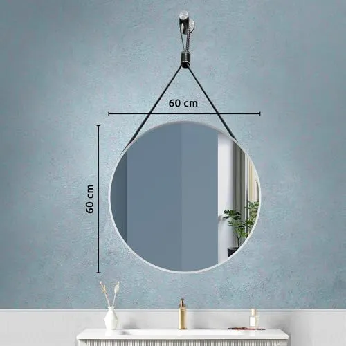 Fuao Premium HD Mirror for Walls - Bathroom, Living Room, Foyer | Mirror with 100% Silver Coating and 3D Beveled, Anodized Aluminium Frame | Corrosion and Tarnish Free Silver-60CM