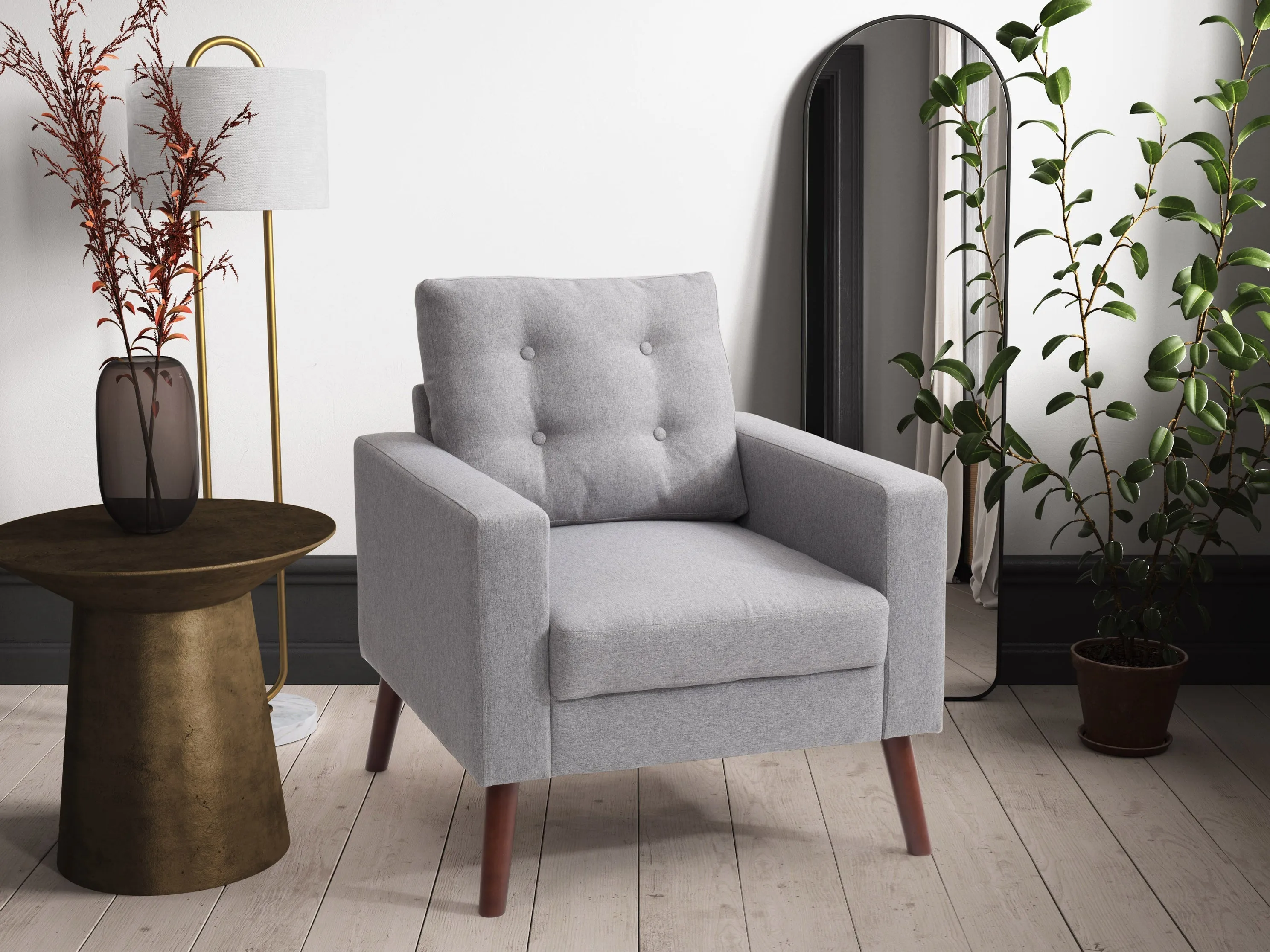 Grey Tufted Accent Chair