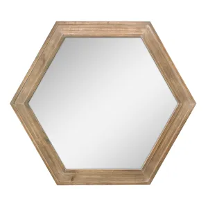 Hexagon Natural Wood Mirror - 24 Inch