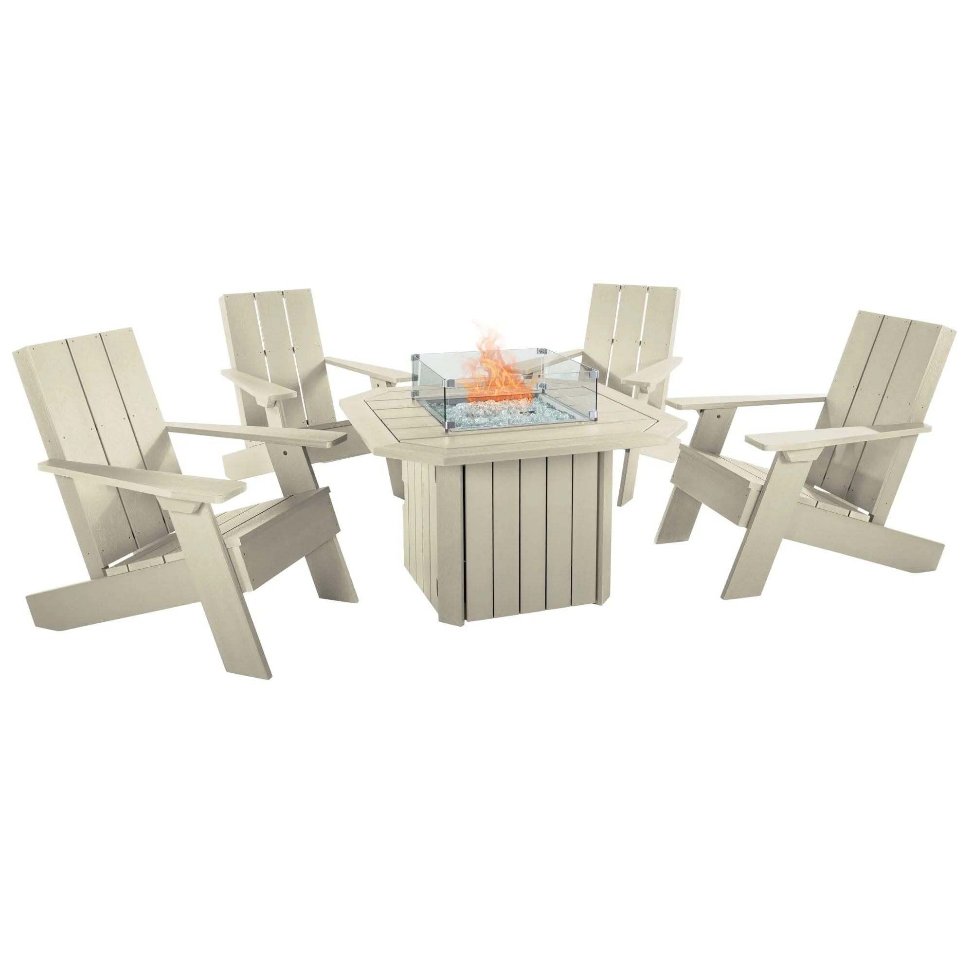 Italica Modern Adirondack 5-Piece Conversation Set with Fire Pit Table