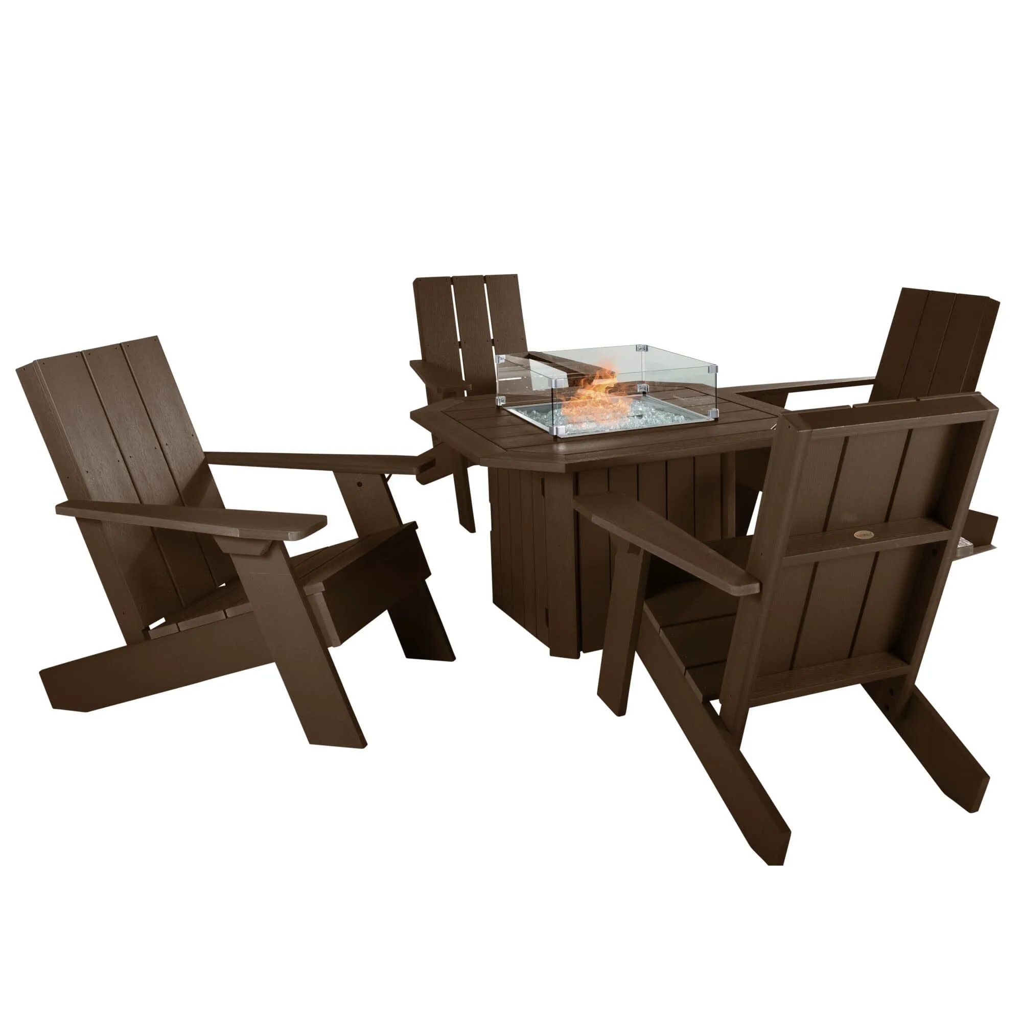 Italica Modern Adirondack 5-Piece Conversation Set with Fire Pit Table