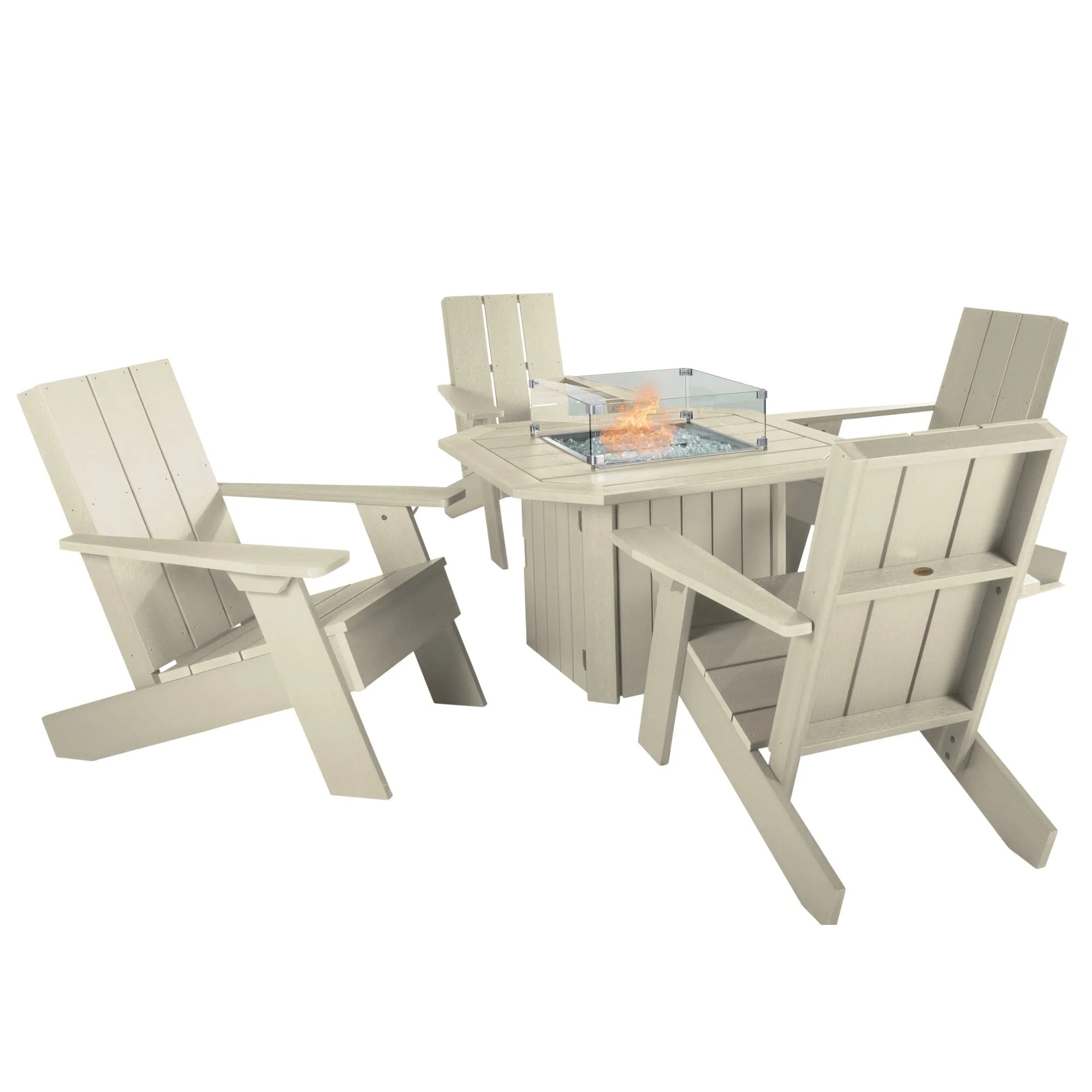 Italica Modern Adirondack 5-Piece Conversation Set with Fire Pit Table