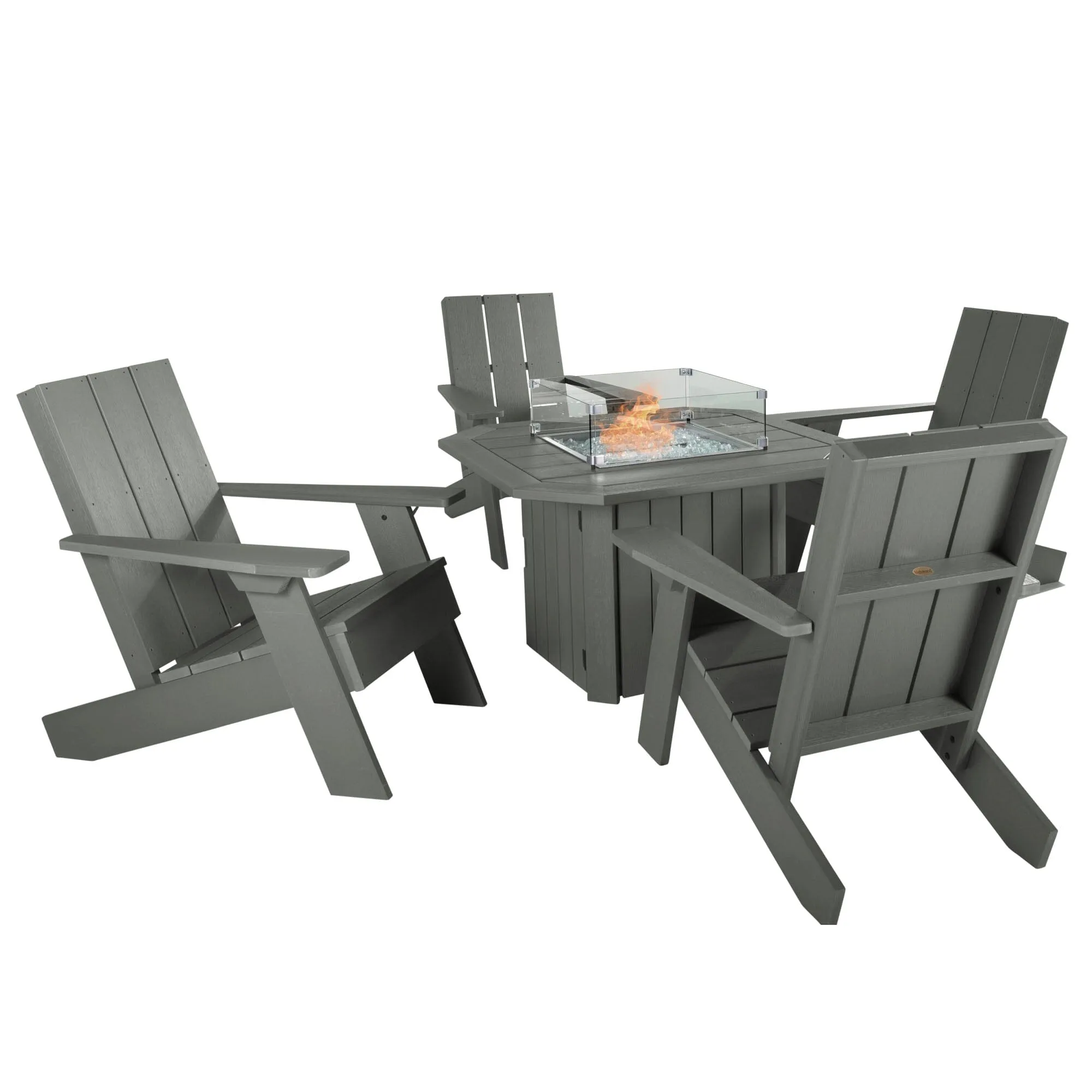 Italica Modern Adirondack 5-Piece Conversation Set with Fire Pit Table