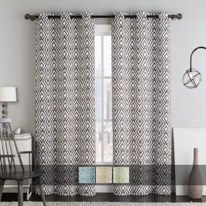 Justin Printed Blackout Window Grommet Top Curtain Panels 76"Wx84"L(Pair)