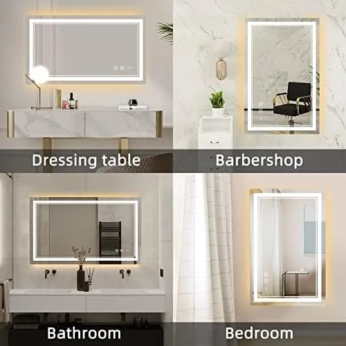 KALYAN TRADERS led Wall Mirror bedroom mirror with Touch Sensor: Illuminated Rectangular Lighted Mirror with Natural Light Background (Wall Mount) size(24x30)-W7.