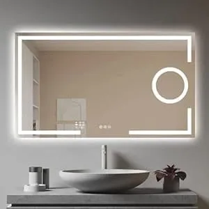 KALYAN TRADERS stylish wall rectangular mirror for bedroom washbasin lighting mirror | bathroom mirror with led light wall mounted digital led lighting mirror with touch sensor and size(24x30).