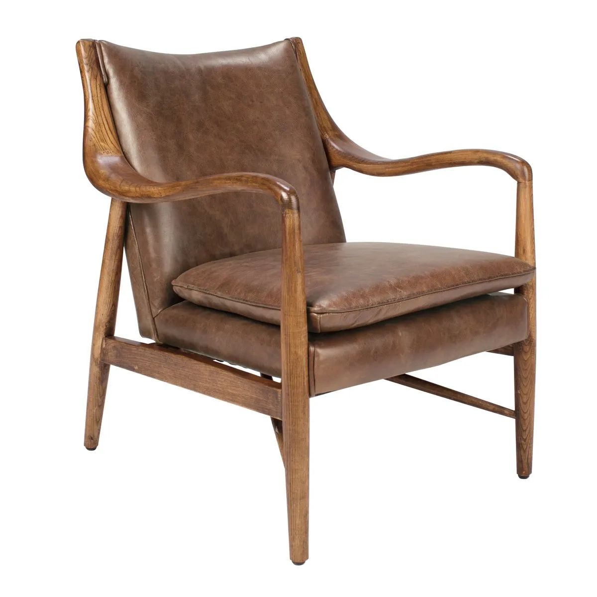 Kiannah Leather Club Chair Barrel Brown (5 in stock)