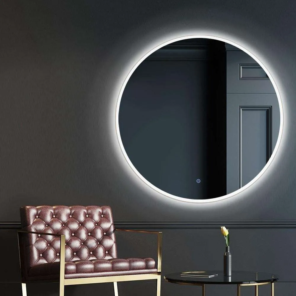 LED Wall Mirror Bathroom Mirrors With Light 90CM Decor Round Decorative