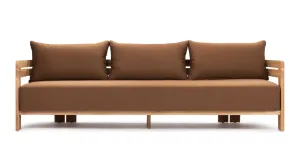 Lusso - Lusso Outdoor Sofa, Natural Teak with Mocha Cushions