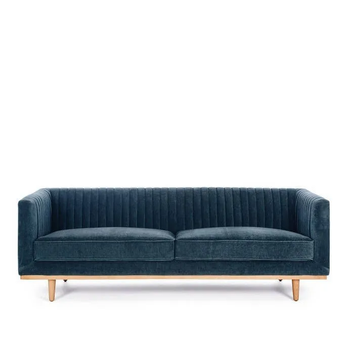 Madison 3 Seater Velvet - Blue Strata