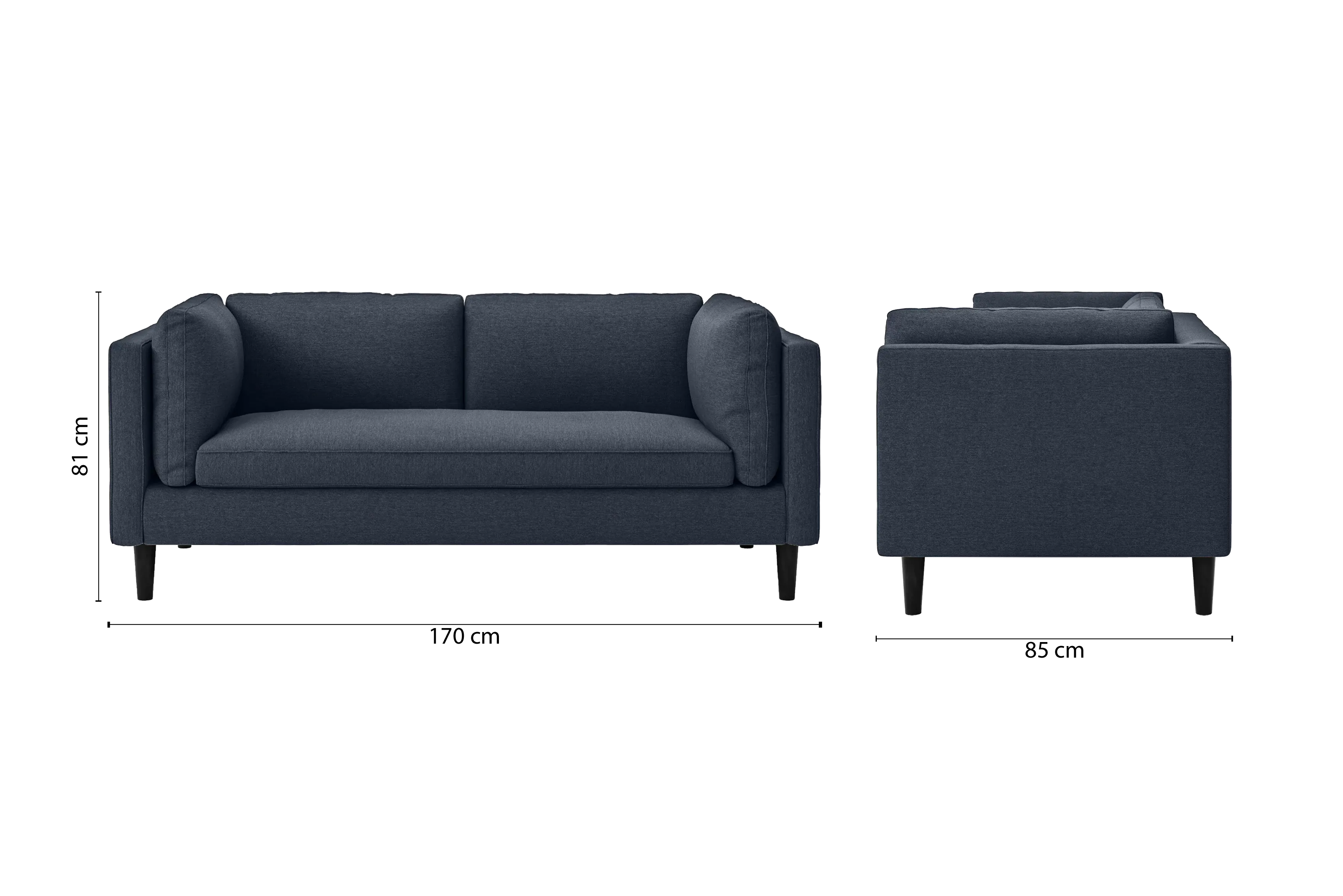 Matera 2 Seater Sofa Dark Blue Linen Fabric