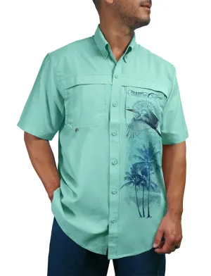 Men's Egret Button Down Sun Shirt by Chart Your Own Course | UPF 50 | Lightweight Performance Fabric | Short Sleeves | Vented Back