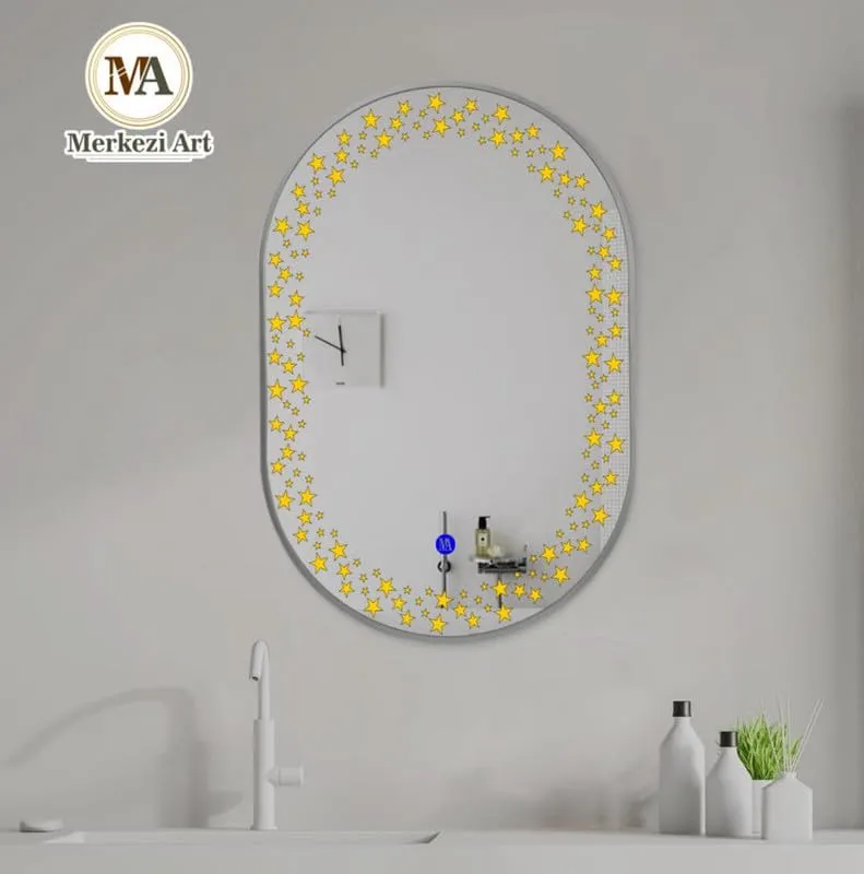 MERKEZI ART MA29 LED Light Mirror for Wall, Bathroom, Bedroom, Living Room, Makeup Room, 3 in 1 Color Light Wall Mirror (18 x 24 Inch)